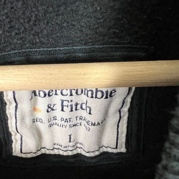 Abercrombie & Fitch Women Large Mock Neck Sweatshirt Black White Red Velvet Logo - Picture 3 of 7